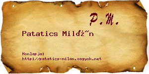 Patatics Milán névjegykártya